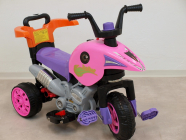 Elektrická tříkolka 3V1 s výsuvnou vodící tyčí, šlapkami, jízda na motor, šlapáním, tlačením madla, růžová
