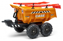 Vlek 4 kolový za traktor Case maxi, výklopný s nářadím, oranžově žlutý