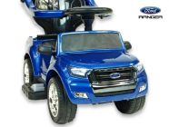 Elektrické auto Ford Ranger s vodící tyčí, stříškou a madly, pro nejmenší, modrá metalíza