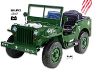 Elektrické auto Jeep Willys s 2,4G, 4x4, 24V, 3 místný, green army