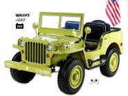 Elektrické auto Jeep Willys s 2,4G, 4x4, 24V, 3 místný, macha army