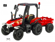 Elektrický traktor Blast s 2,4G, kabinou a vlekem, 24V / 2x200W, červený