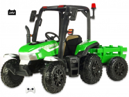Elektrický traktor Blast s 2,4G, kabinou a vlekem, 24V / 2x200W, zelený
