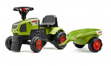 Odrážedlo traktor Baby Claas Axos 310 s 2 kolovým valníkem, délka 97cm, Made in France