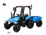 Elektrický traktor Blast s 2,4G, kabinou a vlekem, 24V / 2x200W, modrý