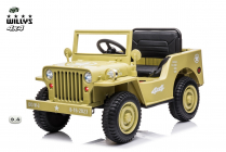 Elektrické auto Jeep Willys s 2,4G, 4x4, 1 místný, pískově zelený