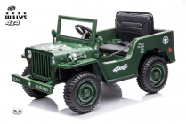 Elektrické auto Jeep Willys s 2,4G, 4x4, 1 místný, green army