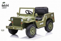 Elektrické auto Jeep Willys s 2,4G, 4x4, 1 místný, green olivový