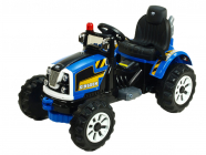 Elektrický silný traktor Kingdom s mohutnými koly a konstrukcí, modrý