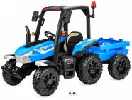 Elektrický traktor Blast s 2,4G, kabinou a vlekem, 24V / 2x200W, modrý
